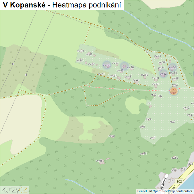 Mapa V Kopanské - Firmy v ulici.