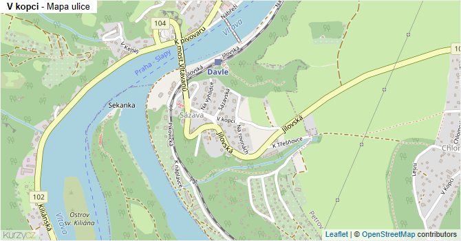 V kopci - mapa ulice