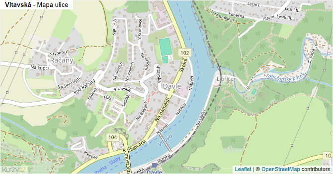 Vltavská - mapa ulice