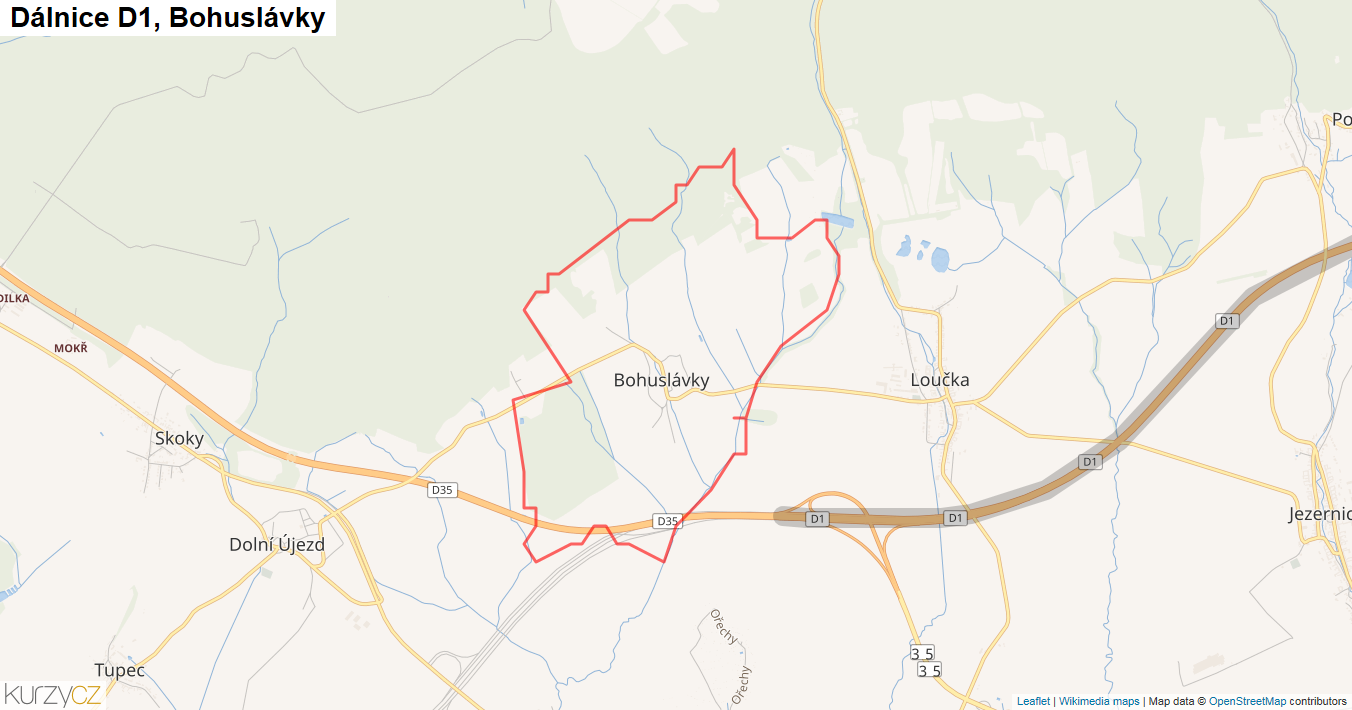 Bohuslávky, Dálnice D1 - Mapa