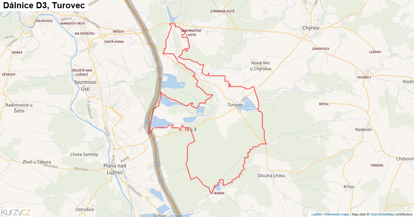 Turovec, Dálnice D3 - Mapa