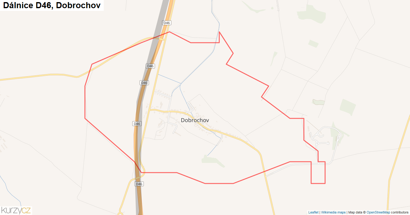 Dobrochov, Dálnice D46 - Mapa