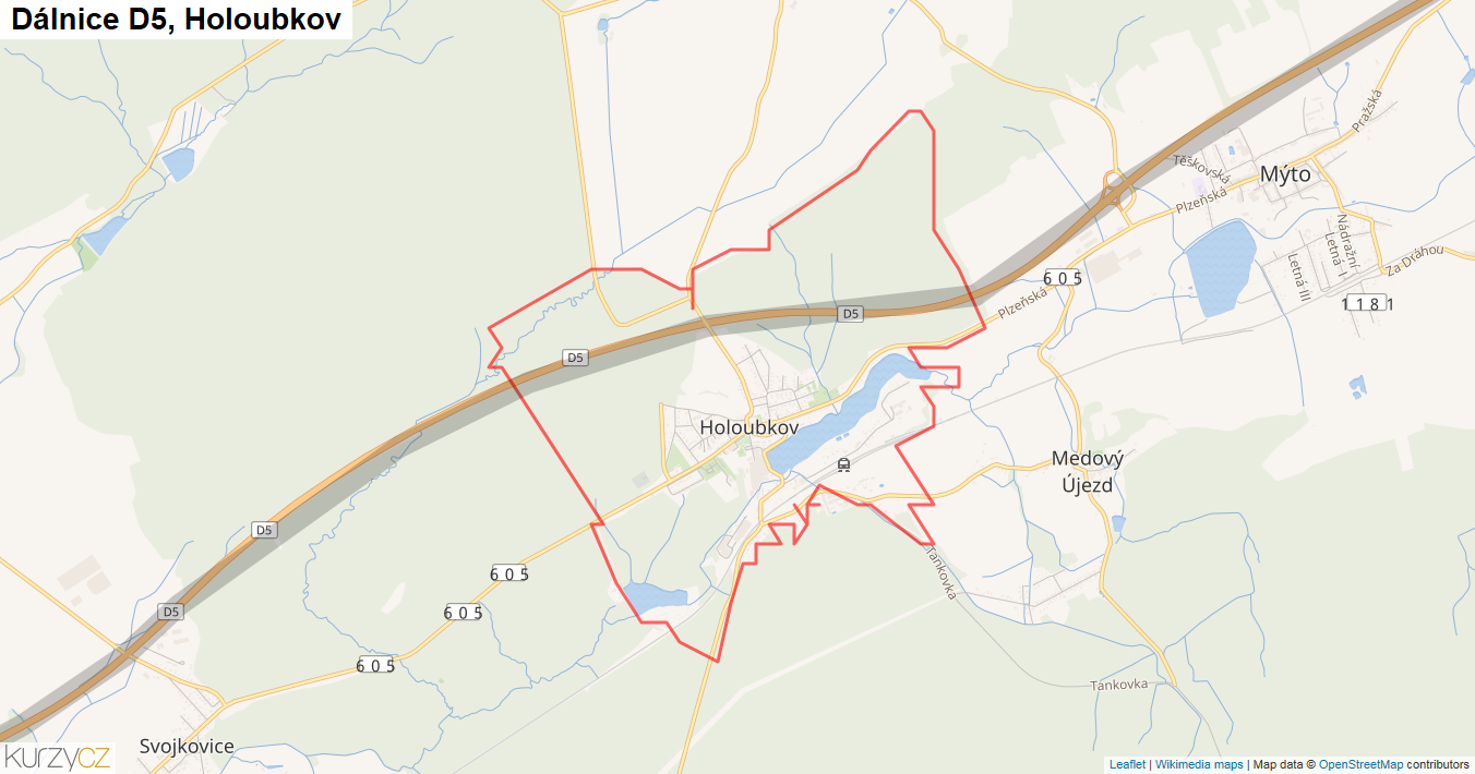 Holoubkov, Dálnice D5 - Mapa