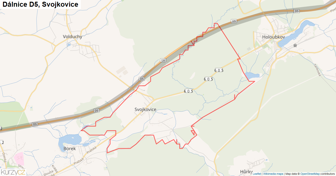 Svojkovice, Dálnice D5 - Mapa