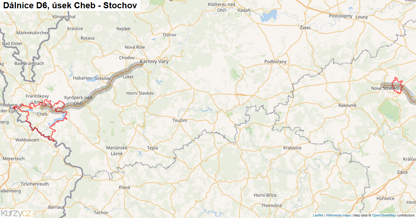 Úsek Cheb - Stochov, Dálnice D6 - Mapa