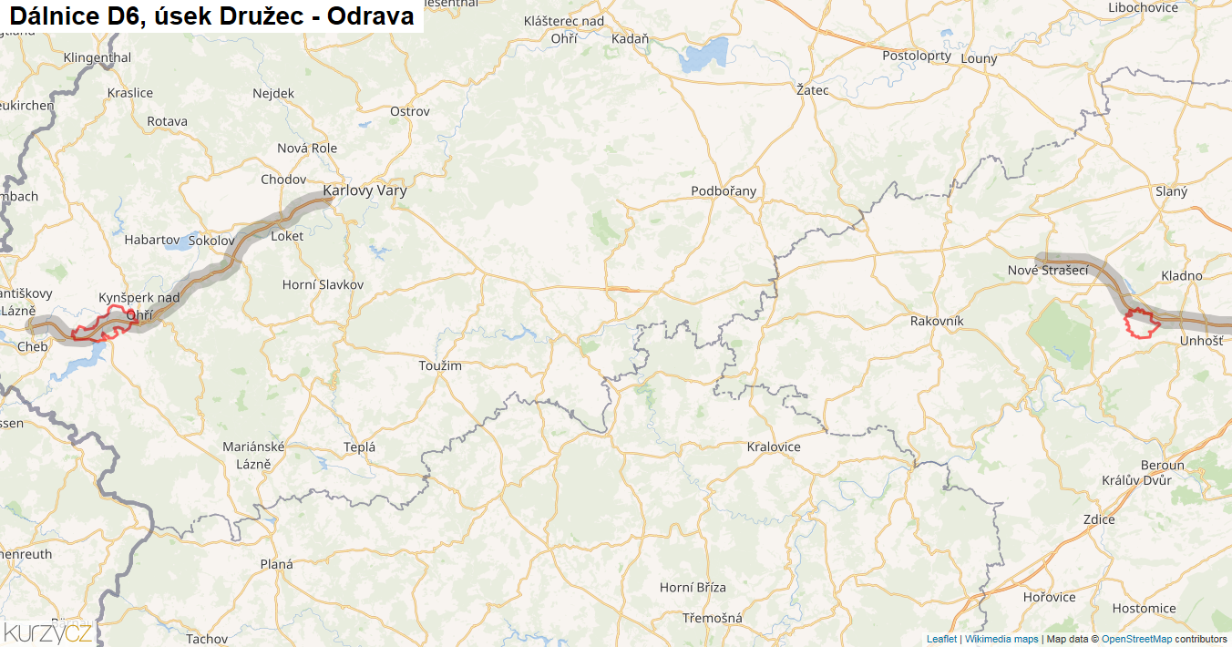 Úsek Družec - Odrava, Dálnice D6 - Mapa