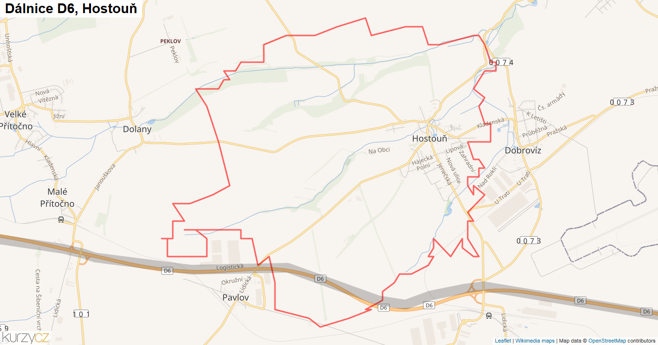 Hostouň, Dálnice D6 - Mapa