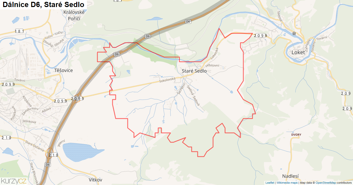 Staré Sedlo, Dálnice D6 - Mapa