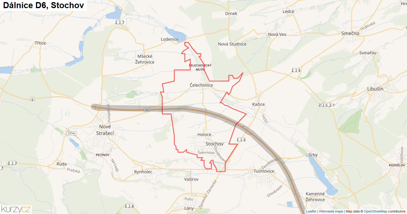 Stochov, Dálnice D6 - Mapa