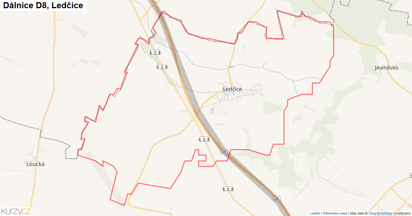 Ledčice, Dálnice D8 - Mapa
