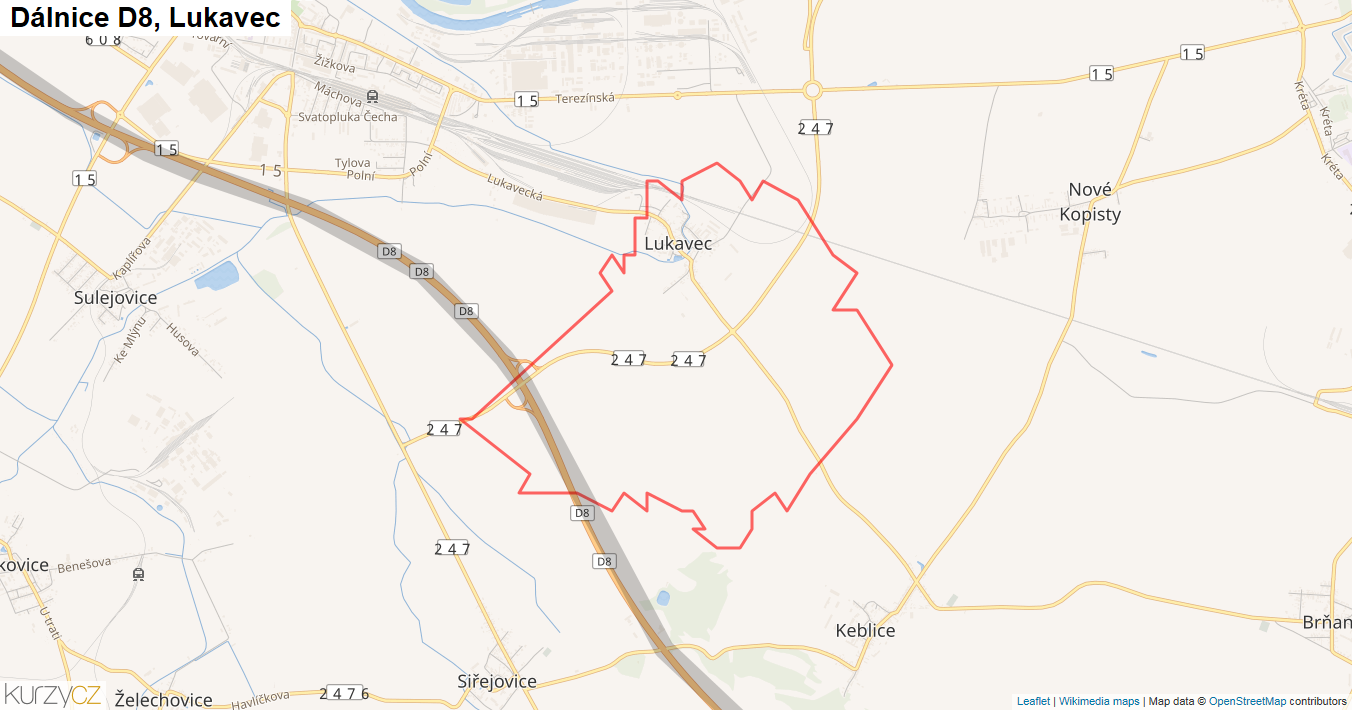 Lukavec, Dálnice D8 - Mapa