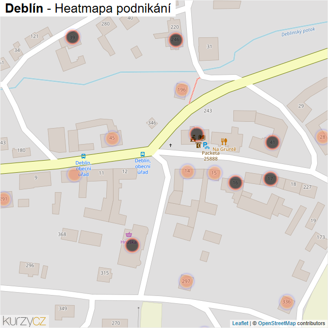 Mapa Deblín - Firmy v obci.