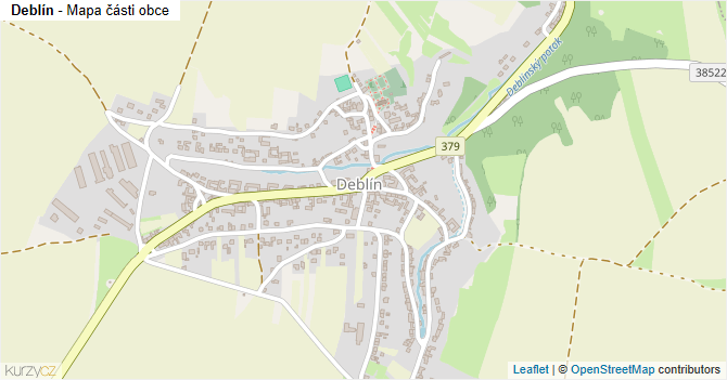 Deblín - mapa části obce