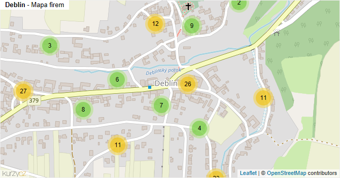 Deblín - mapa firem