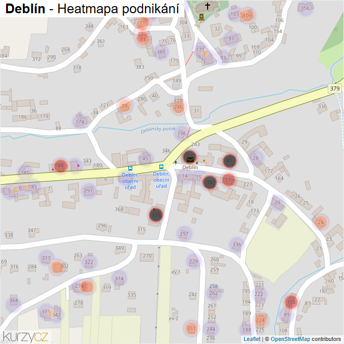 Mapa Deblín - Firmy v části obce.