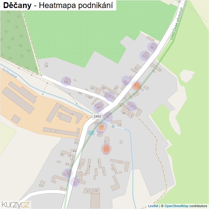 Mapa Děčany - Firmy v části obce.