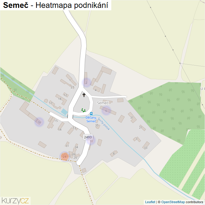 Mapa Semeč - Firmy v části obce.