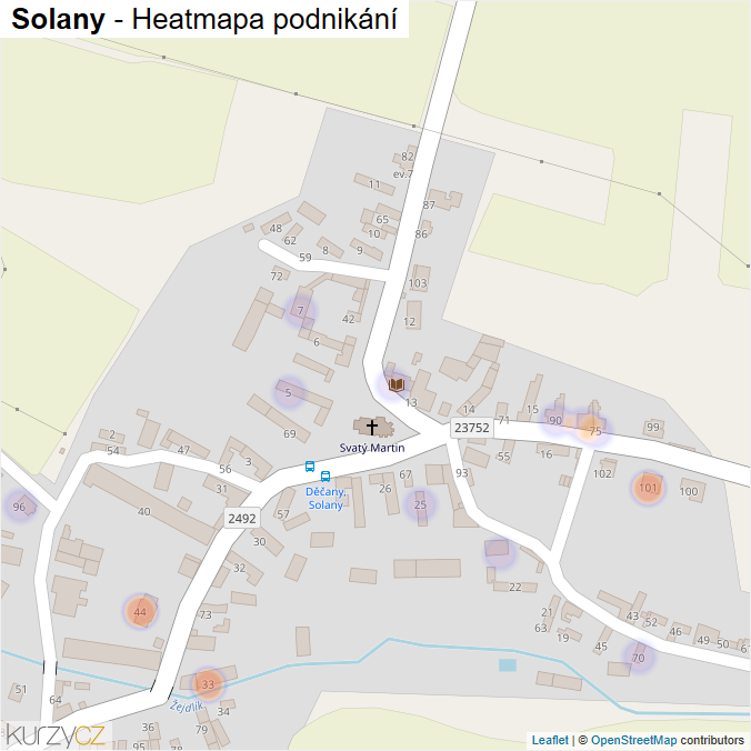Mapa Solany - Firmy v části obce.
