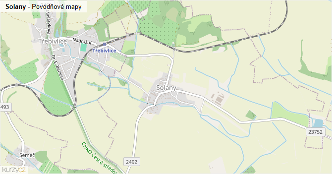 Solany - záplavové mapy stoleté vody