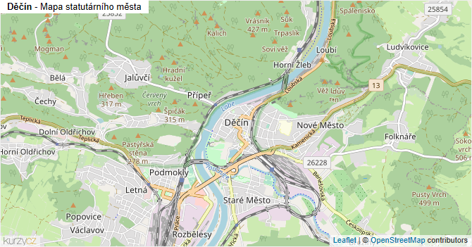 Děčín - mapa statutárního města