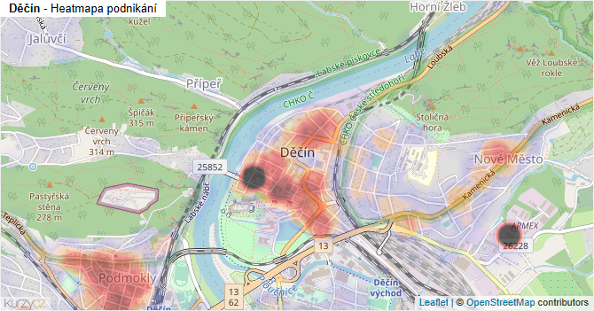 Děčín - mapa podnikání