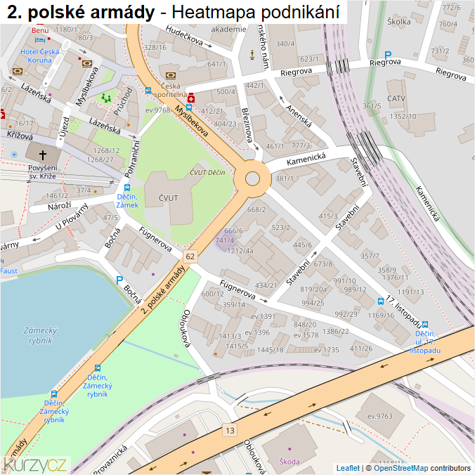 Mapa 2. polské armády - Firmy v ulici.