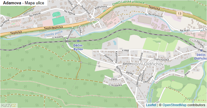 Adamova - mapa ulice