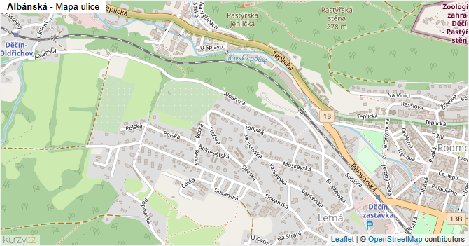 Albánská - mapa ulice
