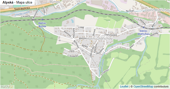 Alpská - mapa ulice