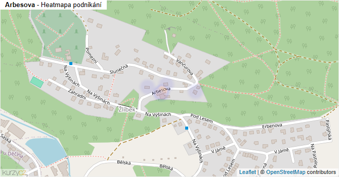 Arbesova - mapa podnikání