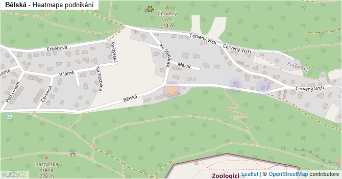 Bělská - mapa podnikání
