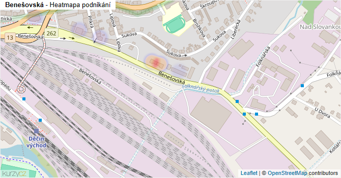Benešovská - mapa podnikání