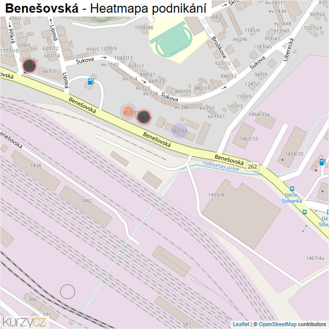 Mapa Benešovská - Firmy v ulici.