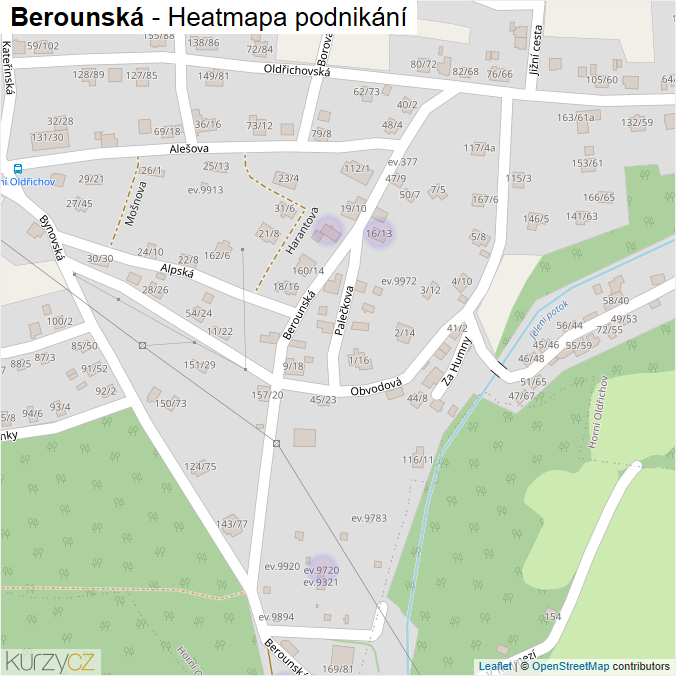 Mapa Berounská - Firmy v ulici.