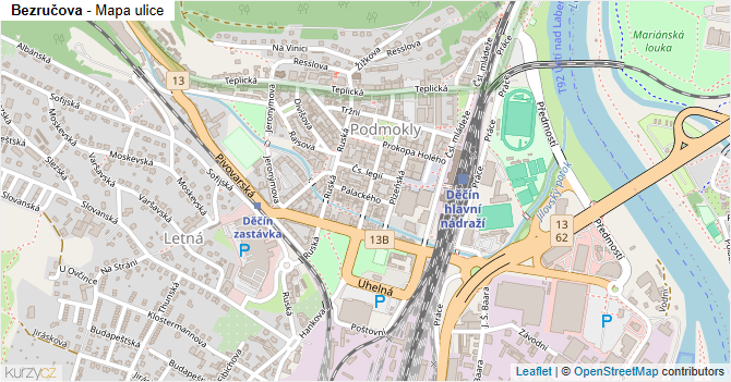 Bezručova - mapa ulice