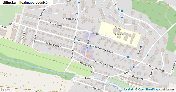 Bílinská - mapa podnikání