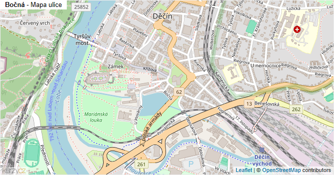 Bočná - mapa ulice