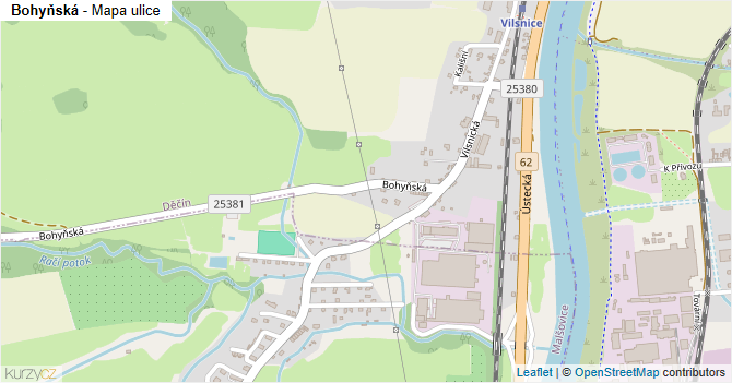 Bohyňská - mapa ulice