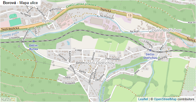 Borová - mapa ulice