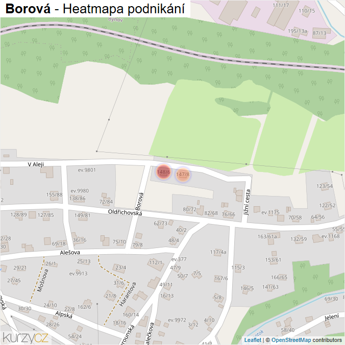 Mapa Borová - Firmy v ulici.
