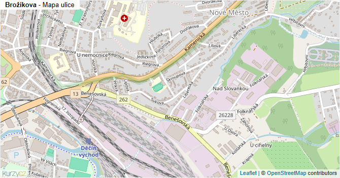 Brožíkova - mapa ulice