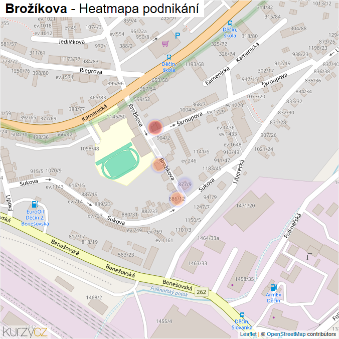 Mapa Brožíkova - Firmy v ulici.