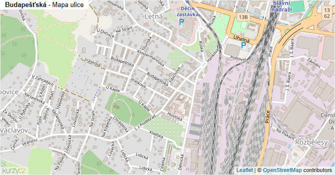 Budapešťská - mapa ulice