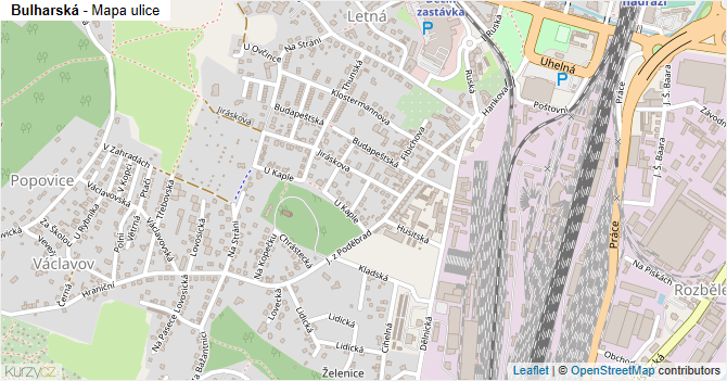 Bulharská - mapa ulice
