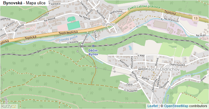 Bynovská - mapa ulice