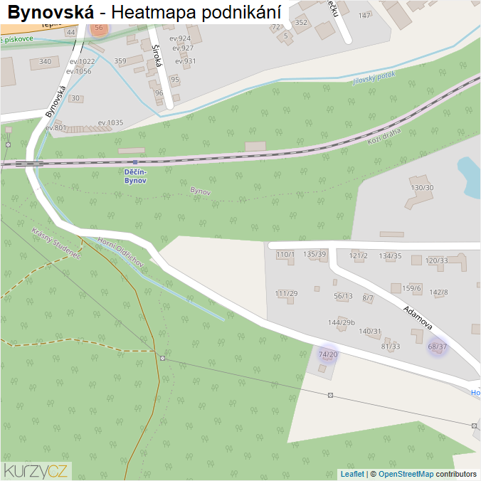 Mapa Bynovská - Firmy v ulici.