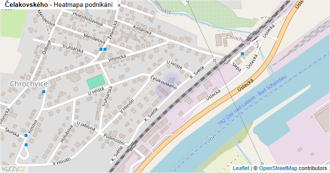 Čelakovského - mapa podnikání