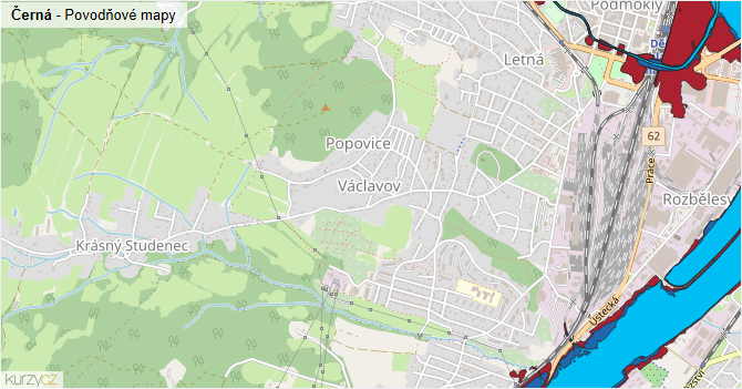 Černá - záplavové mapy stoleté vody
