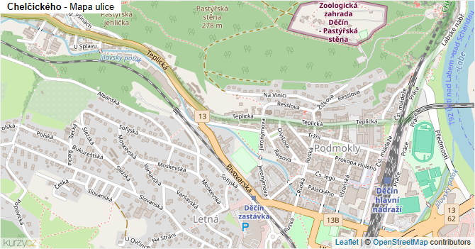 Chelčického - mapa ulice