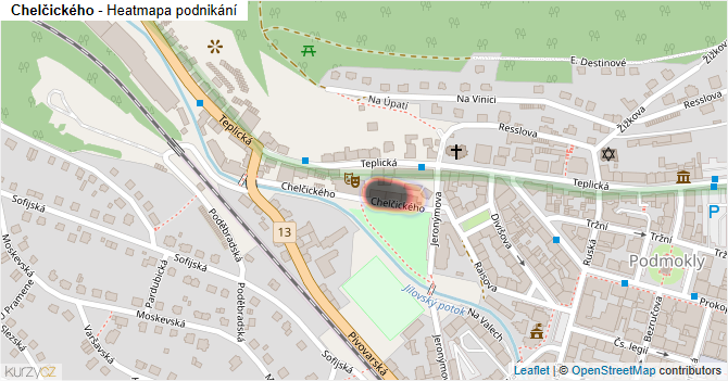 Chelčického - mapa podnikání